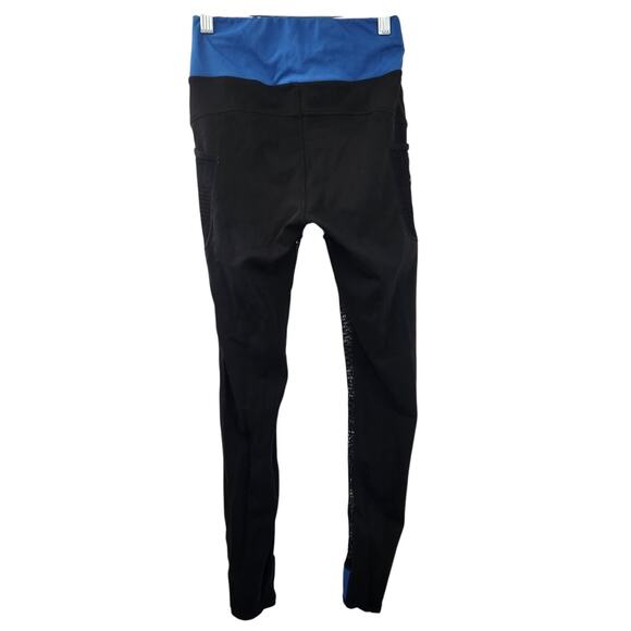 Pop Fit Blue Black Workout Athletic Leggings Womens Size Medium M Active Yoga - Picture 2 of 3